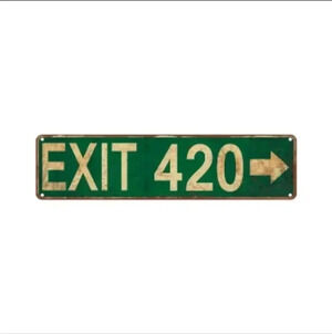- Metal Tin Sign (4''x16''/10cm*40cm) EXIT 420..NWT